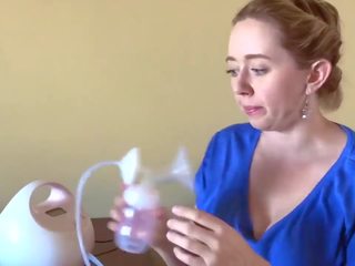 Homely MILF videos how to Pump Milk out of Both Tits.