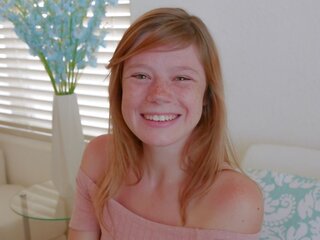 Beautiful Teen Redhead with Freckles Orgasms During Casting