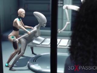 Vrouw seks film android toneelstukken met een buitenaards in de sci-fi lab | xhamster