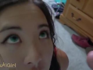 FACE SOAKED IN CUM &commat;Andregotbars Brutal throatfuck for asian teenager in her pajamas POV